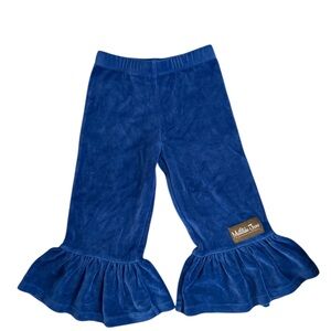 Matilda Jane Blue Crushed Velvet Ruffle Pants Size 4T